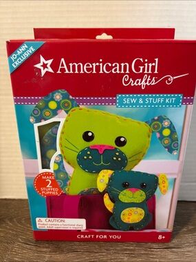 American Girl Sew & Stuff Kit - Bright Green & Teal Puppy Plushes